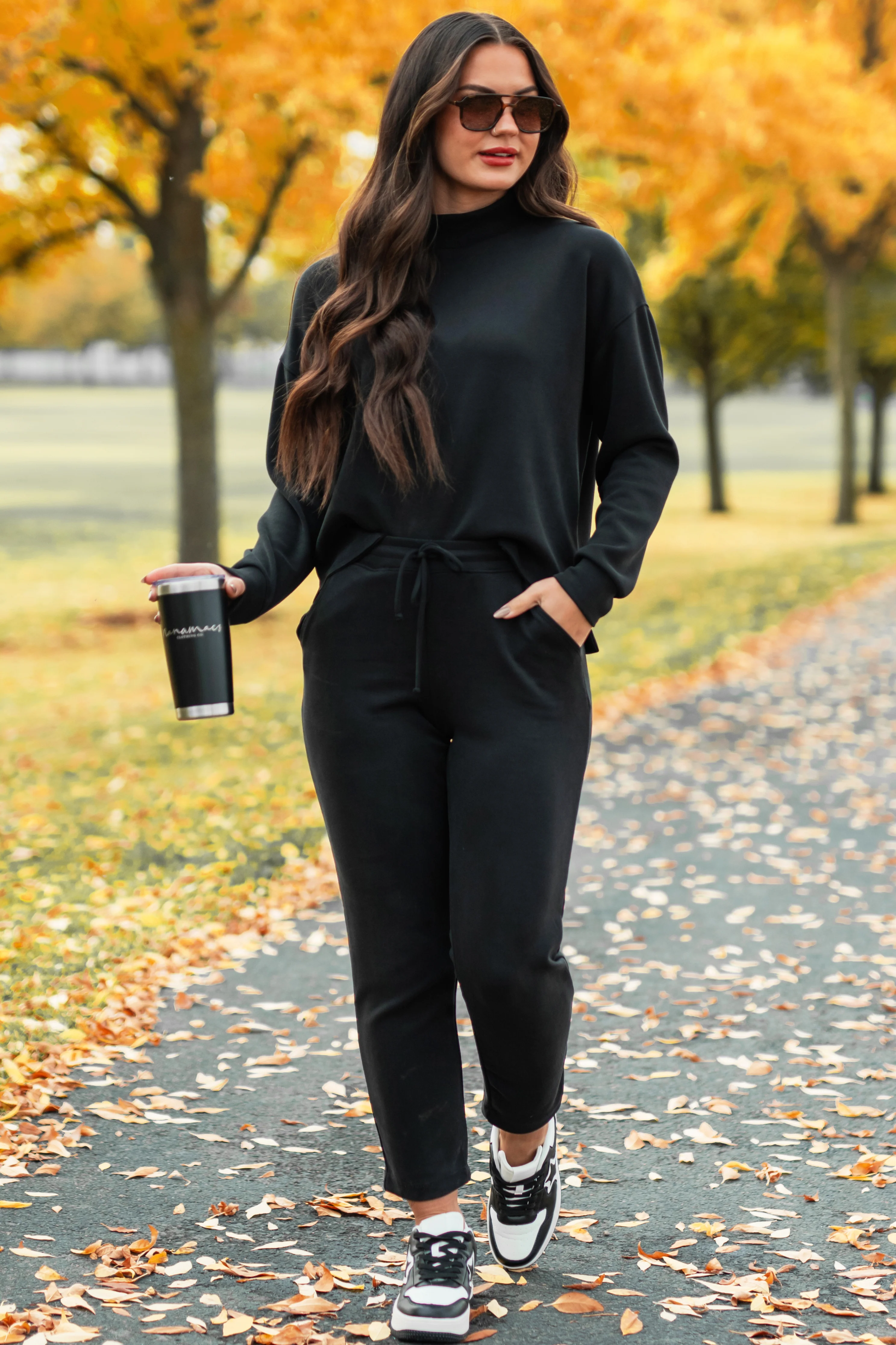 Skyler Buttery Soft Wasabi Mint Mock Neck Top (Black) - Image 8