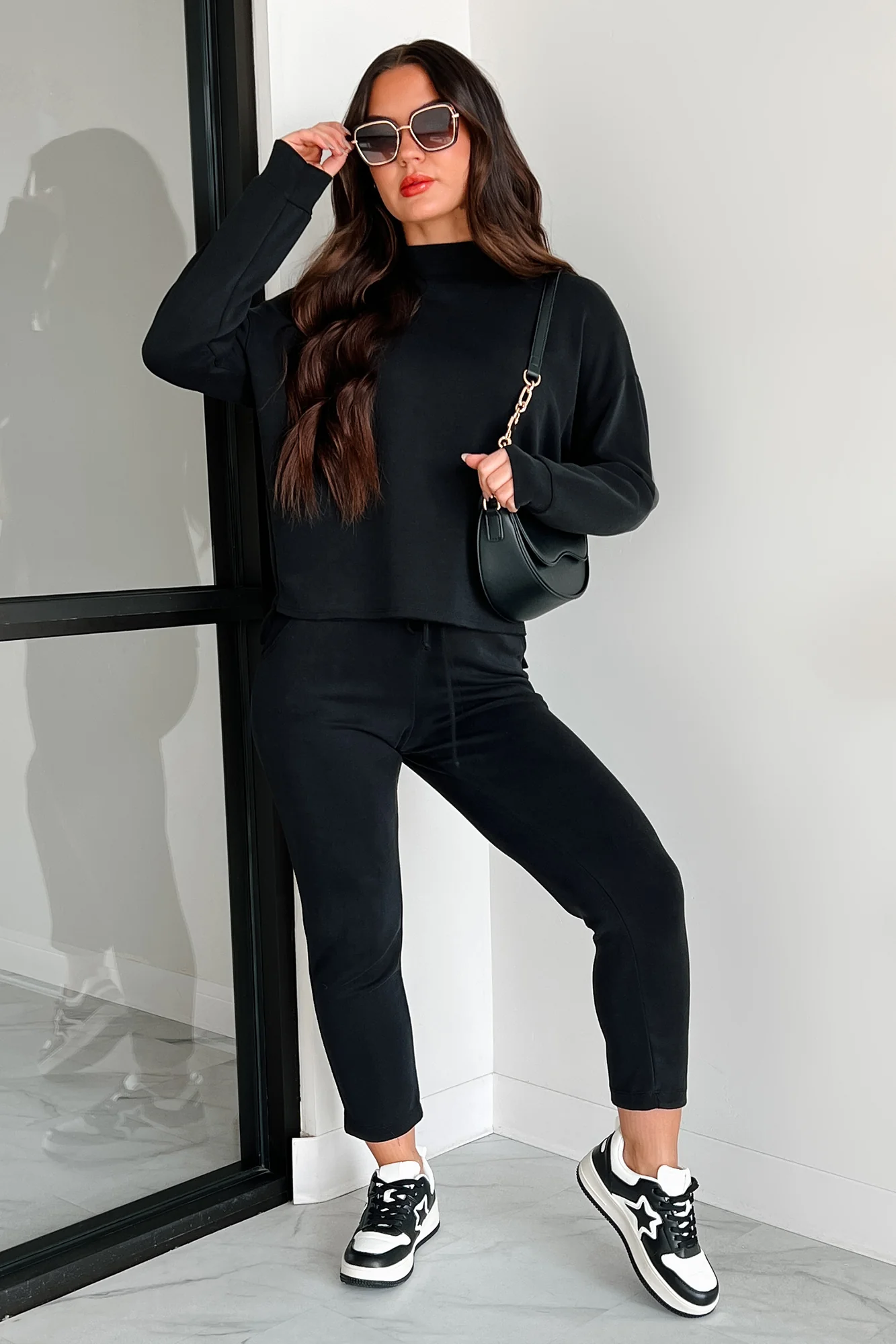 Skyler Buttery Soft Wasabi Mint Mock Neck Top (Black) - Image 9