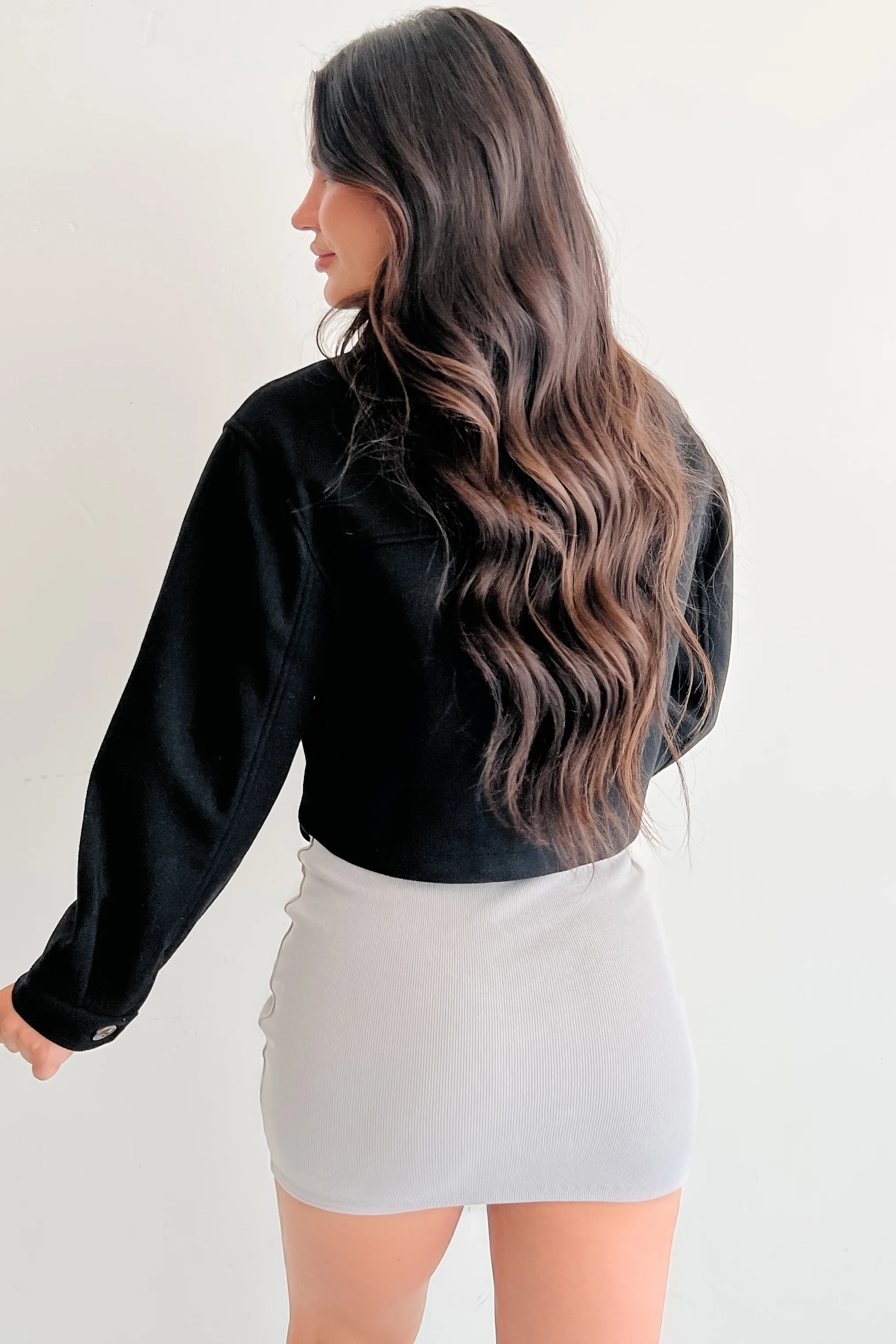 Soft But Savage Fleece Crop Jacket (Black) - Image 4