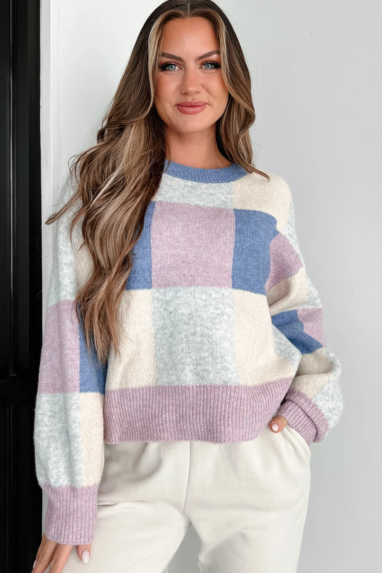 Solving The Puzzle Colorblock Sweater (Blue Multi) - Image 6
