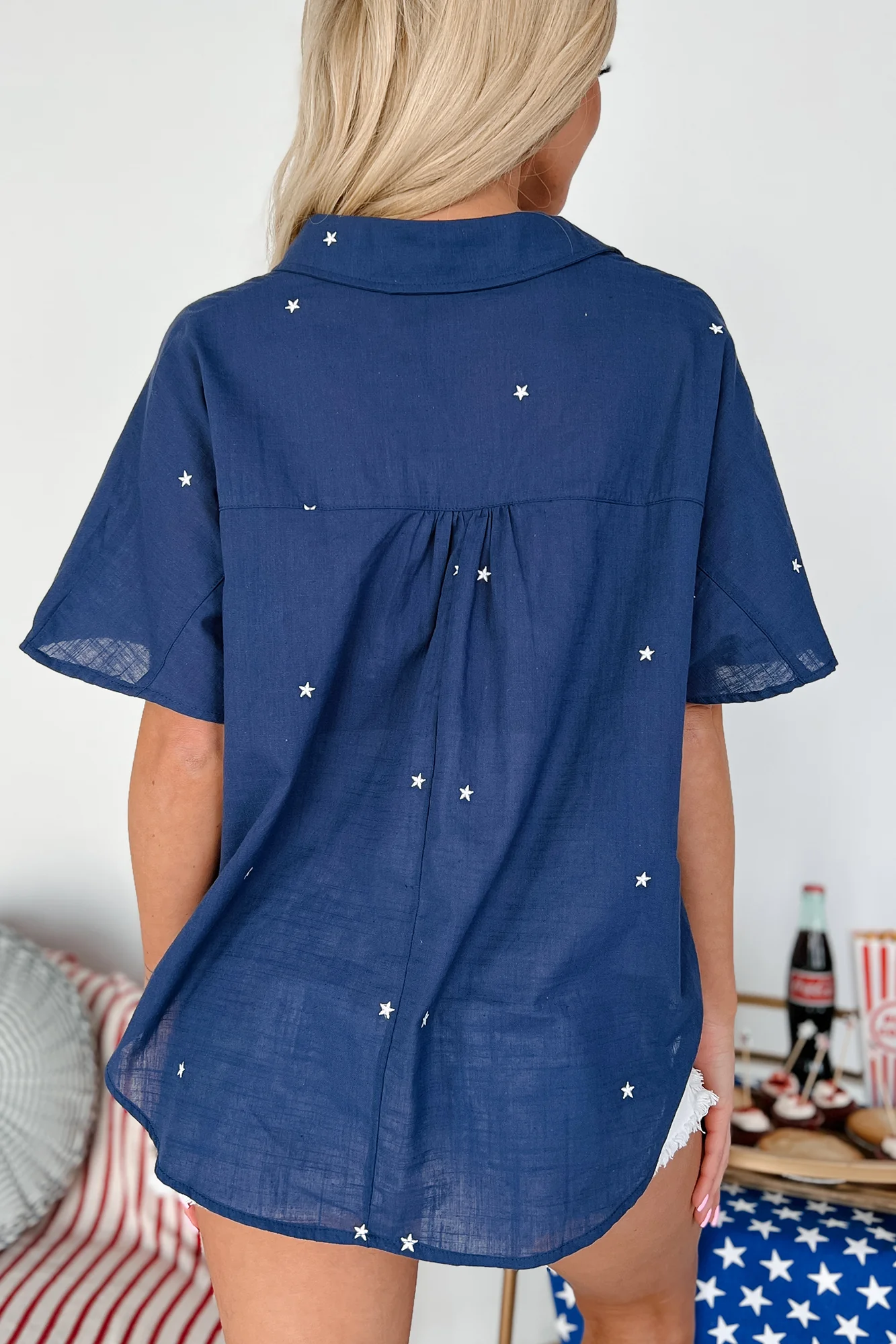 Stateside Star Embroidered Blouse (Navy/White) - Image 5