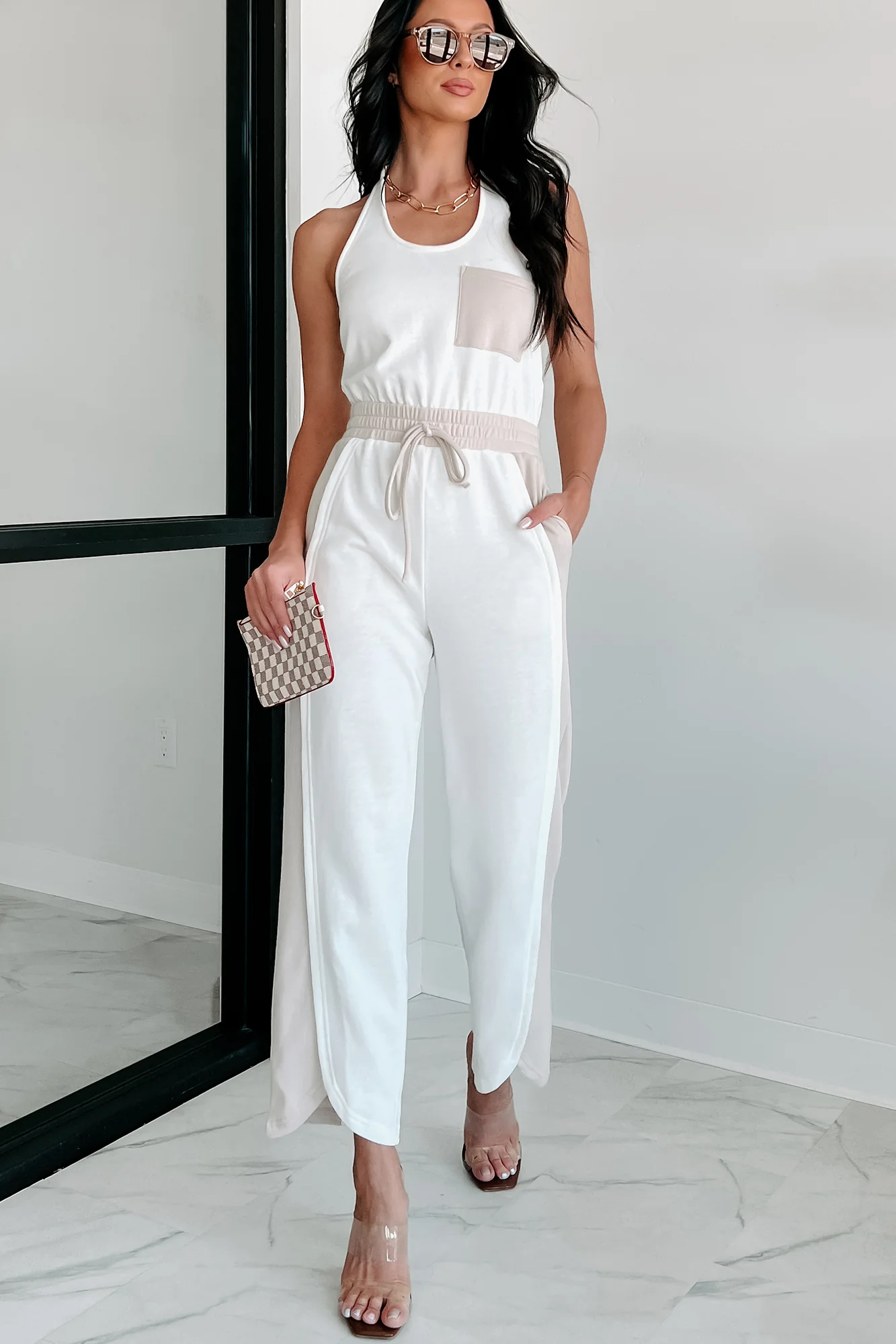 Summer Sunsets Halter Jumpsuit (White/Seashell) - Image 7