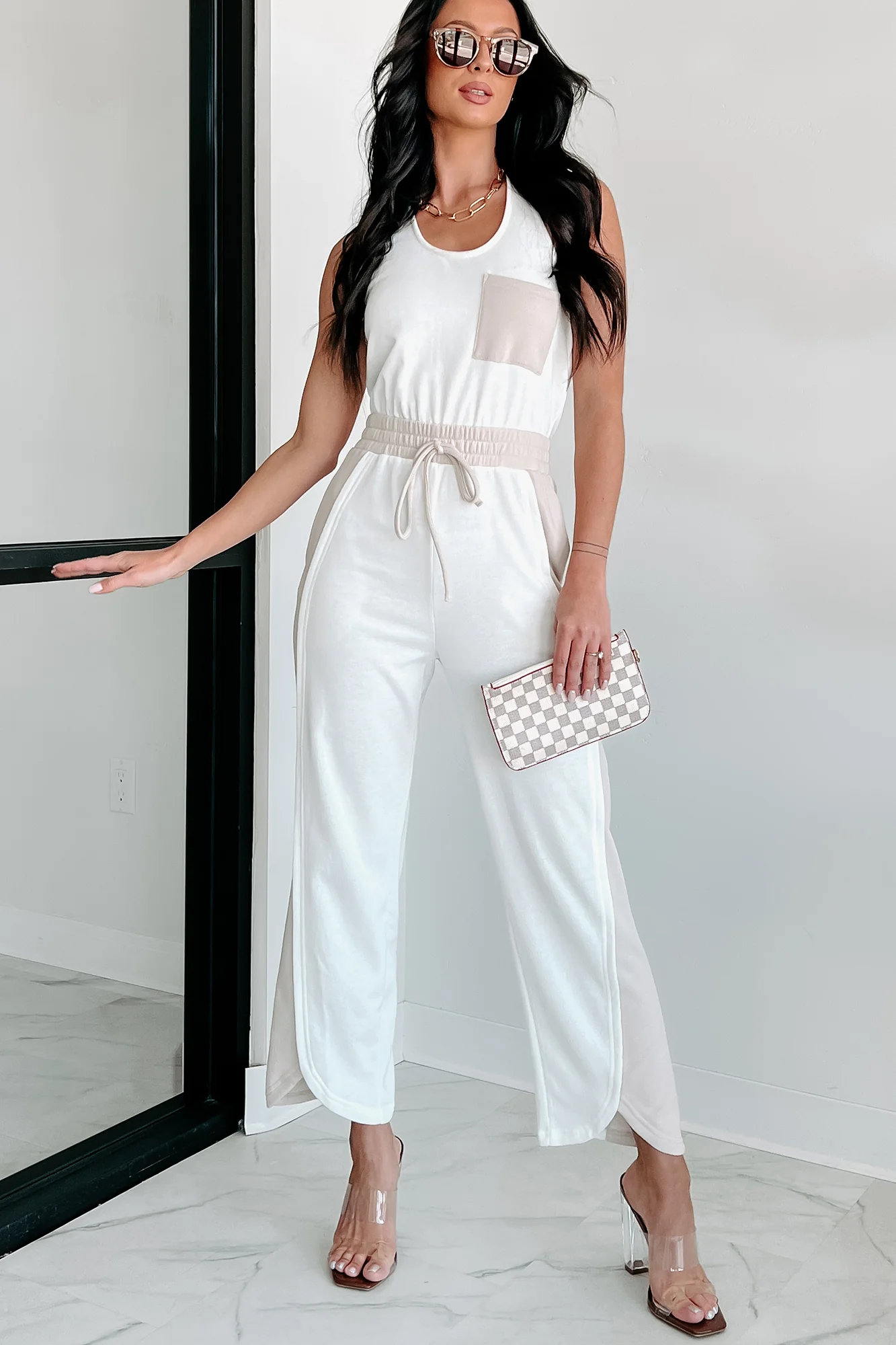 Summer Sunsets Halter Jumpsuit (White/Seashell) - Image 8