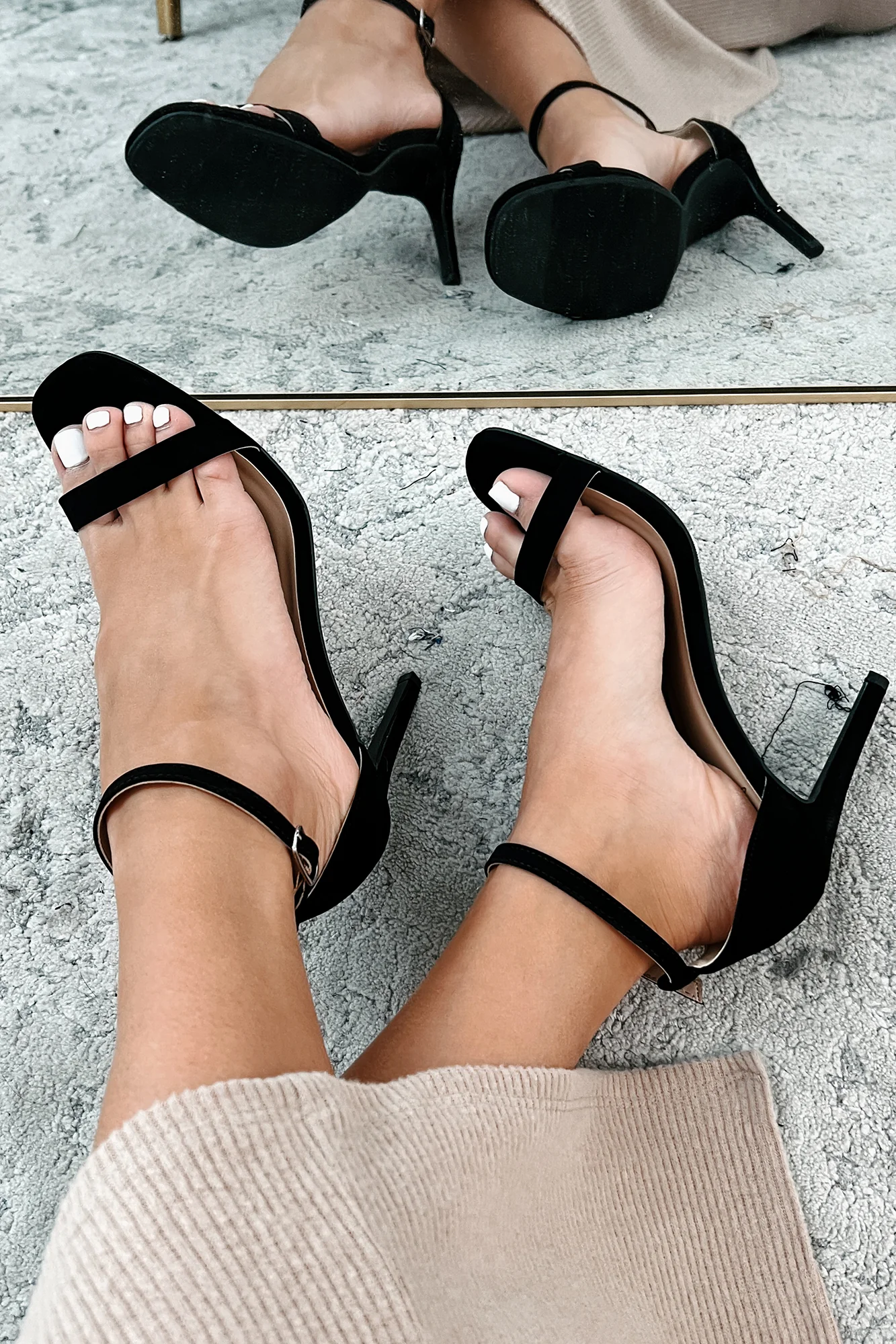 Taking Initiative Ankle Strap Heels (Black Nubuck) - Image 4
