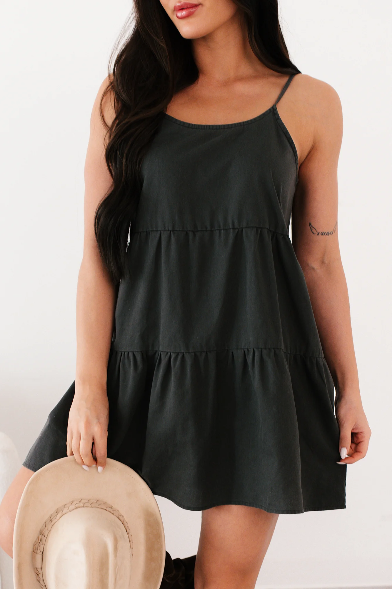 Tempting Eyes Sleeveless Tiered Mini Dress (Black) - Image 6