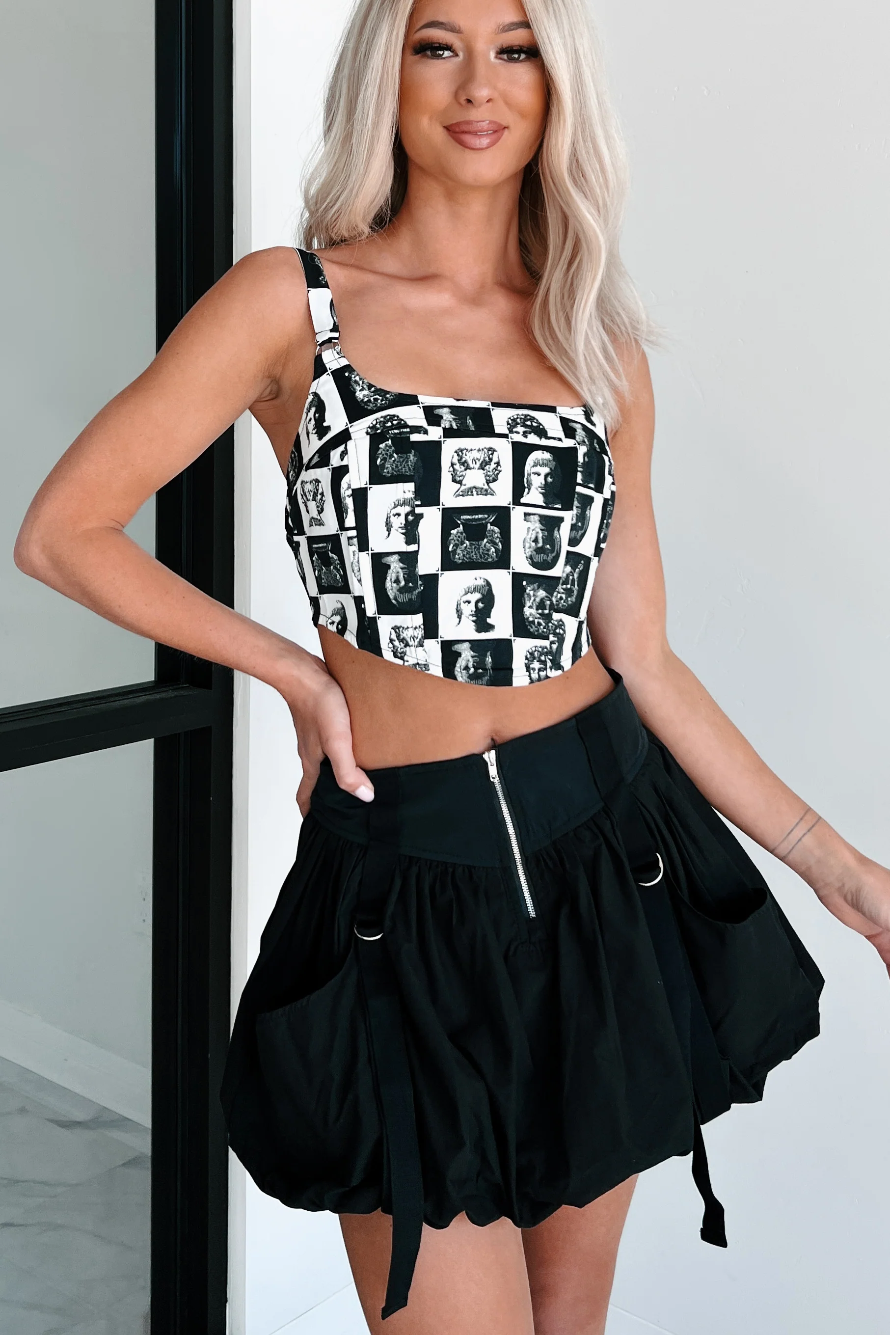 Timeless Expressions Printed Corset Top (Black/White) - Image 7