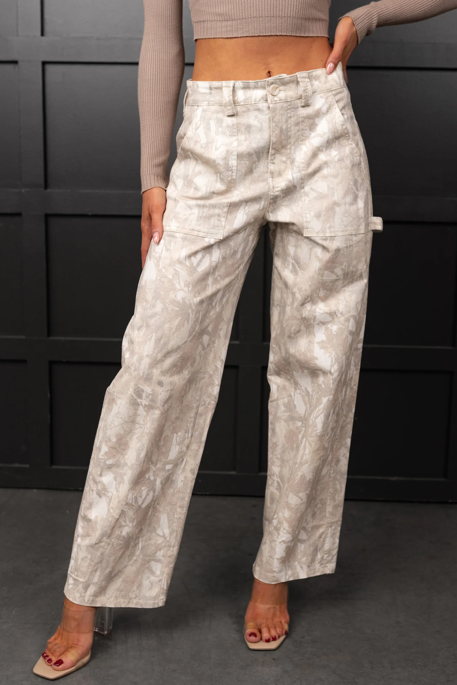 True Authority High Rise Wide Leg Pants (Camo) - Image 3