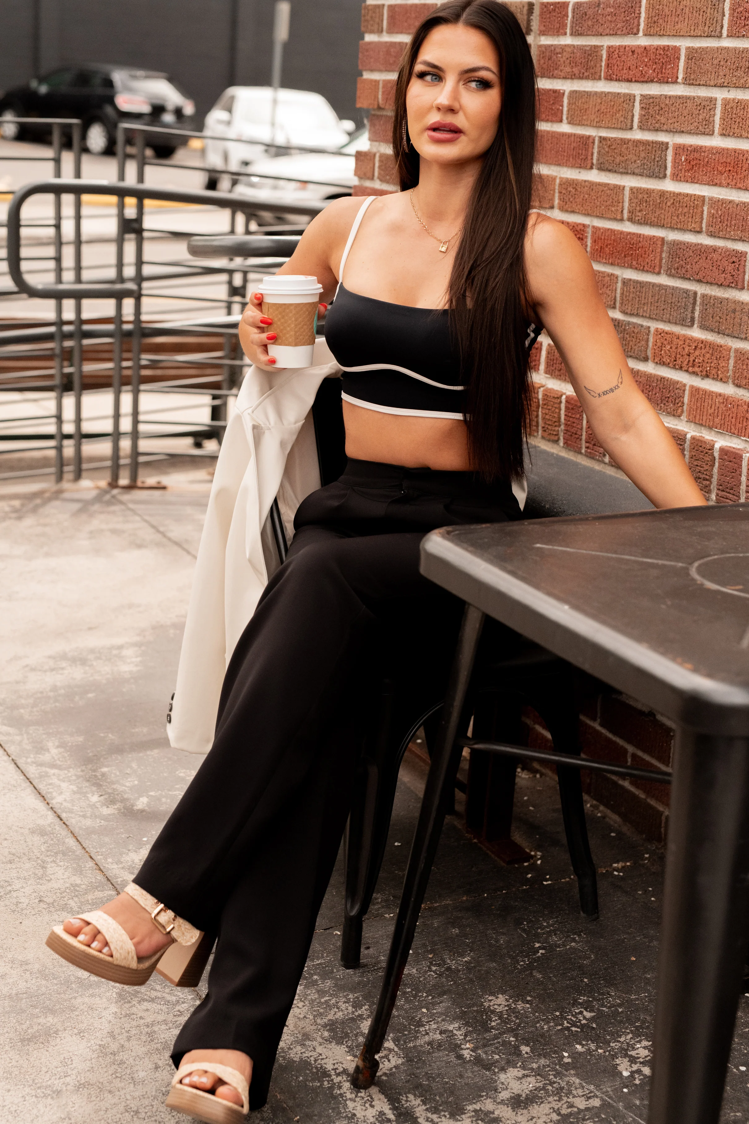 Unstoppable Energy Contrast Trim Brami Crop Top (Black) - Image 5