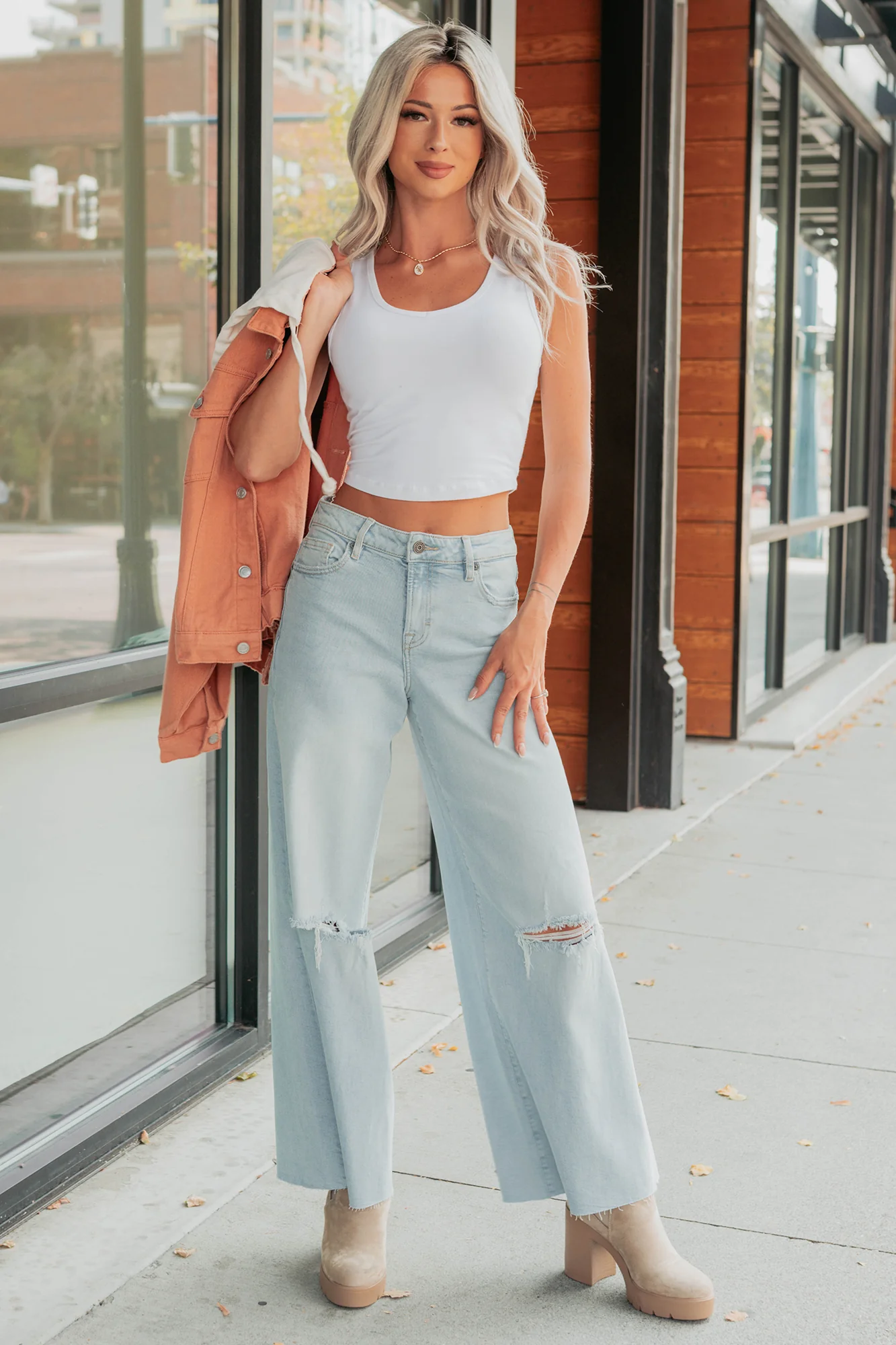 Vivienne Wide Leg Ripped Hidden Jeans (Light) - Image 17